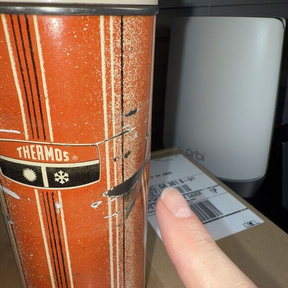 Vintage 1969 King Seeley Thermos Red Stripes No 2210 - Picture 2 of 8